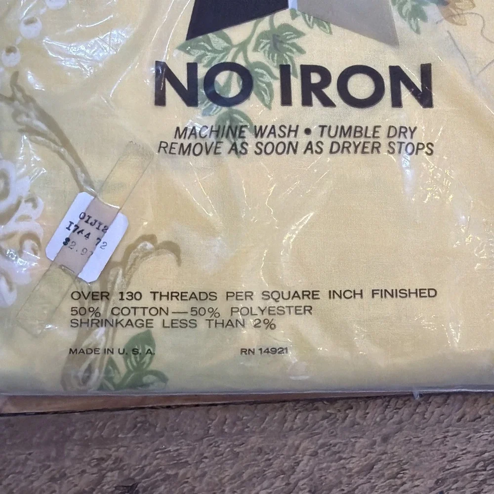 Vintage 70s Meadowbrook Floral Twin Flat Sheet Yellow Muslin New NOS Irregular